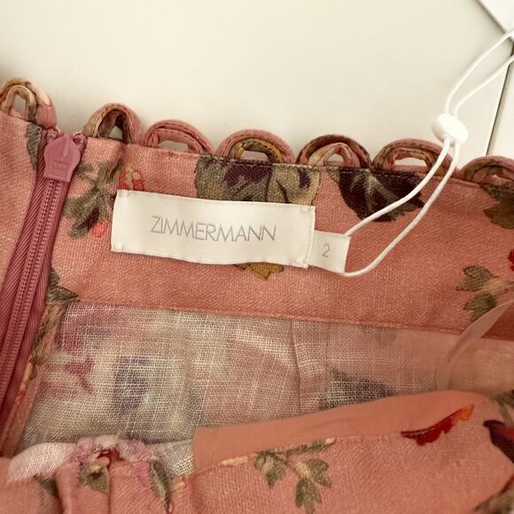 NWT Zimmermann Cassia Scallop High Rise Pink Pleated Floral Shorts - 2 Size 8 US - Picture 7 of 10